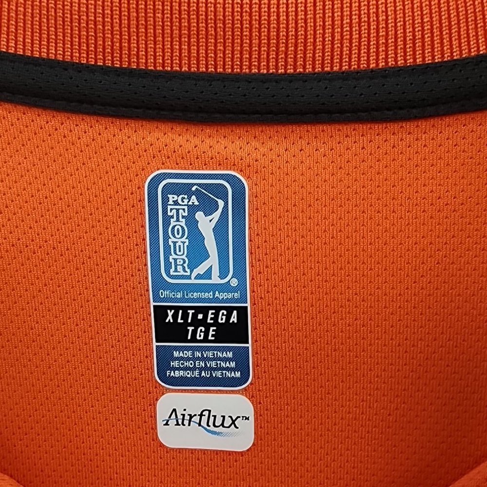 New PGA Tour Airflux Golf Shirt - Orange with Gray - XLarge Tall - Picture 3 of 9